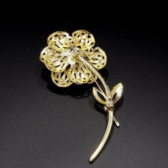 Vintage Sarah Coventry Large Flower Rose Brooch, 1960s - Picture 9 of 10